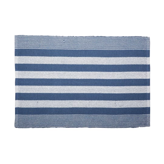 Dii French Blue Cabana Stripe Recycled, Navy Blue Striped Area Rug Uk